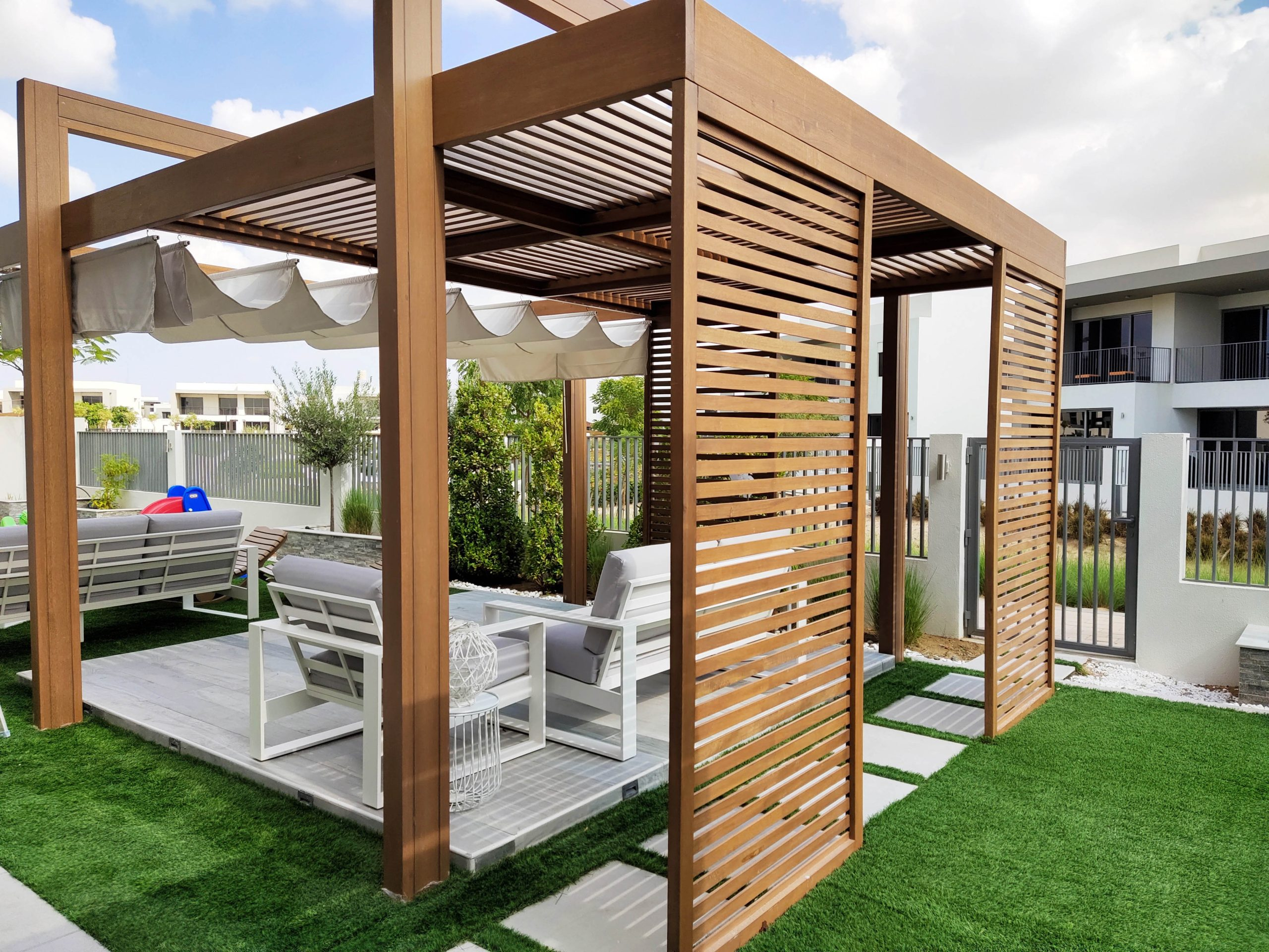 WOODEN PERGOLA OASIS - CUSTOM PERGOLA DESIGN in BLACKROCK, DUBLIN showcasing premium Dublin pergola construction